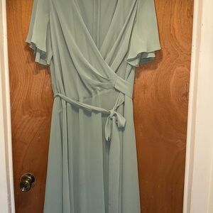 Elegant Green Wrap Dress